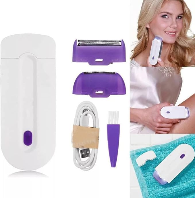Rechargeable Epilator – Smooth Touch Painless Hair Removal Razor (Purple)