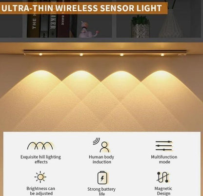 LED PIR Motion Sensor Cabinet Light – USB Rechargeable Wireless Night Light