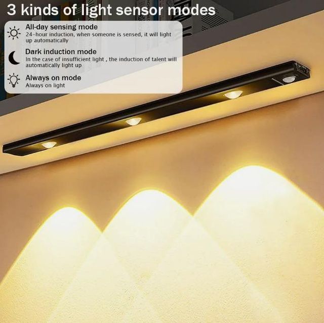 LED PIR Motion Sensor Cabinet Light – USB Rechargeable Wireless Night Light