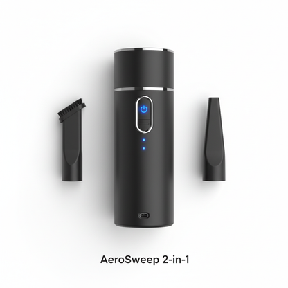 Wireless 2-in-1 air duster vacuum cleaner product flat lay