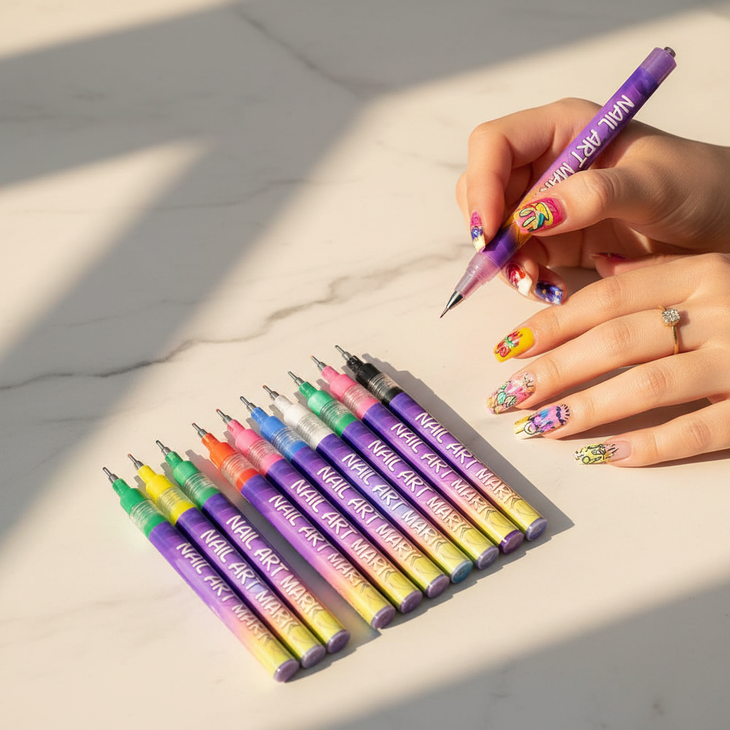 Colorful Nail Art Markers – marble golden hour