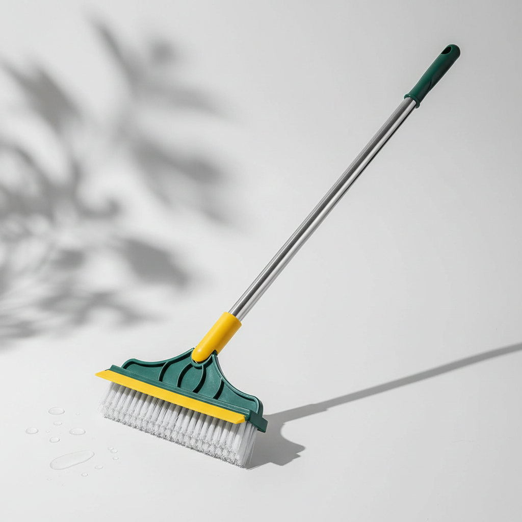 2-in-1 Floor Scrub Cleaning Brush & Wiper – white background minimal